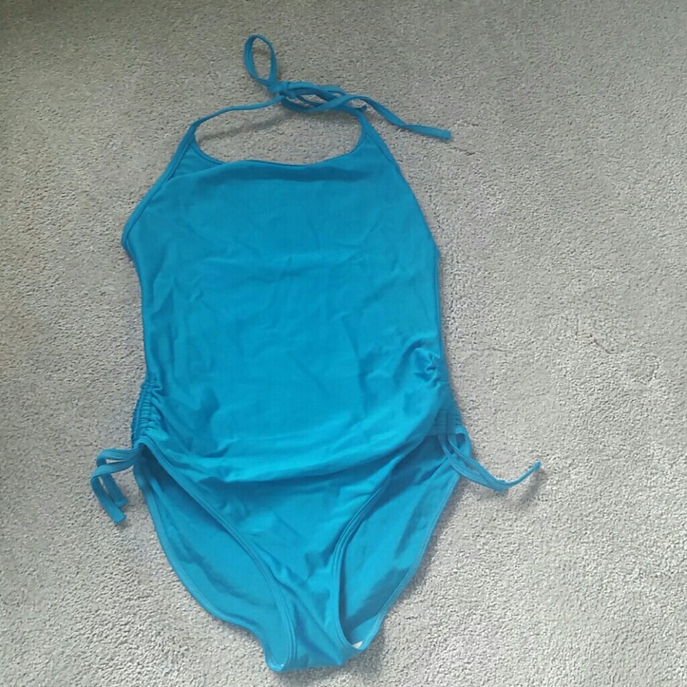 American Apparel Turquoise Halter One-Piece Swimsuit